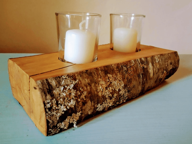 Yule Log Candle Holder