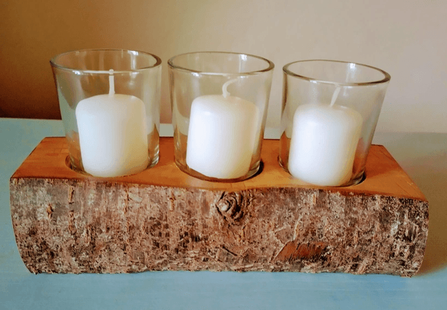 Yule Log Candle Holder