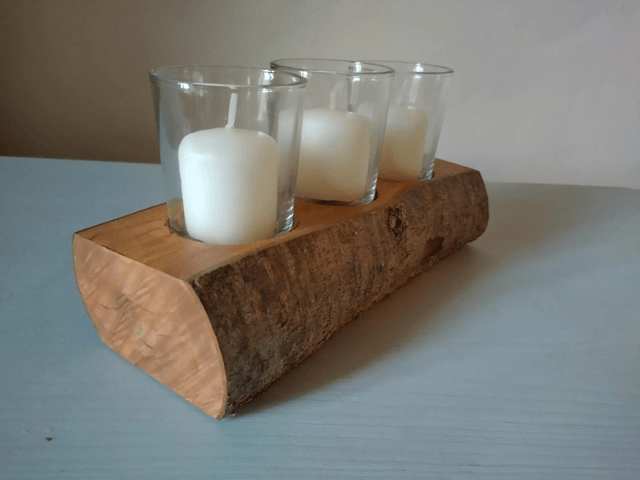 Yule Log Candle Holder