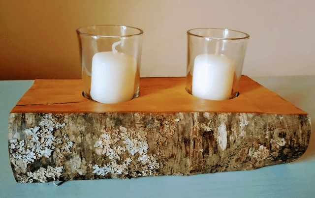 Yule Log Candle Holder